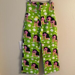 NOOWORKS WIDE LEG PANTS FEATURING GARGOYLES DESIGN GREEN - S